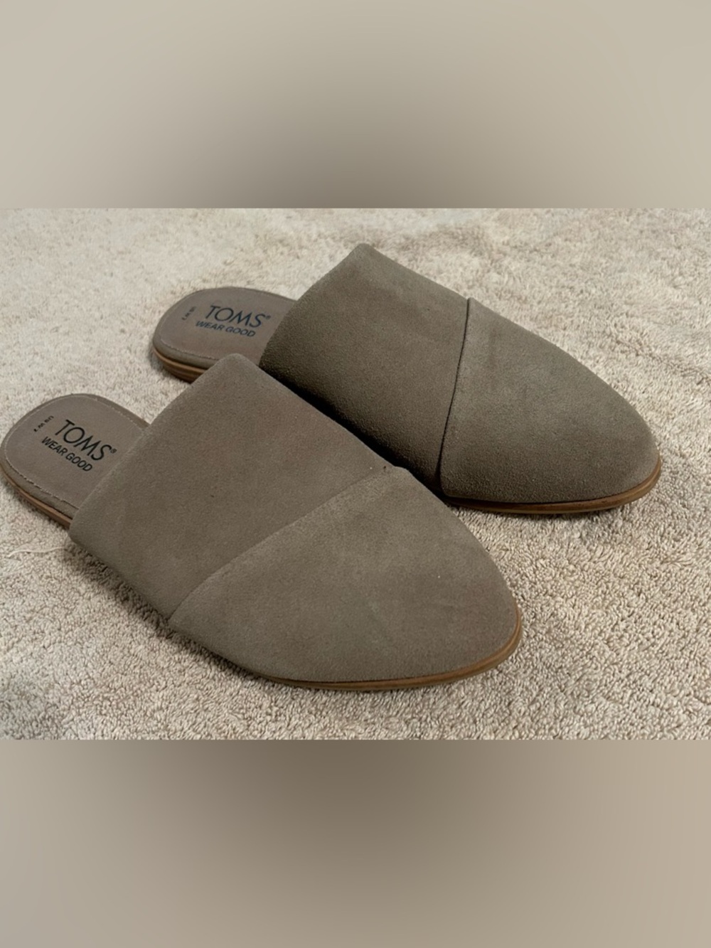 TOMS Women's Taupe Suede Slide Mules